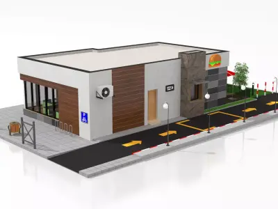 Drive-Thru Fast Food Restaurant  3D model purchase