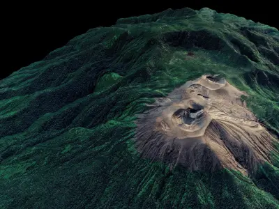 Mount Merapi 3d terrain model Low-poly 3D model