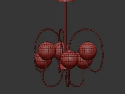SCARLETT gold chandelier with five glass globes 3D model