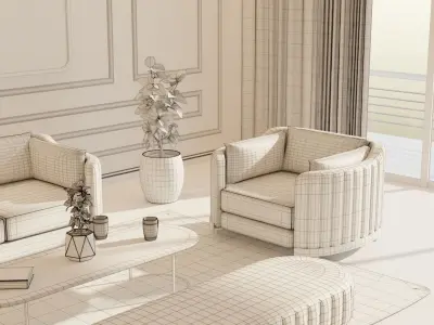 Living Room - 02 Low-poly 3D model