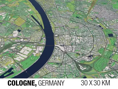 Cologne Germany 30x30km 3D City Map 3D model
