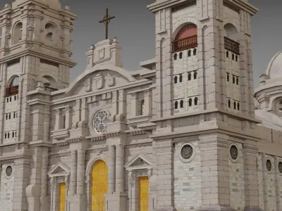 The Cathedral of Tacna - Low Poly Low-poly 3D model
