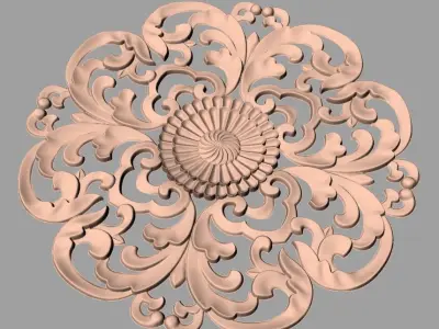 Furniture decoration round flower 3D STL model for CNC E890 3D model
