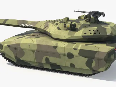 Armored Stealth Tank with Dual Armament Camouflage Green 3D model