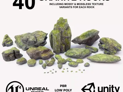 Granite Rock Pack Low-poly 3D model