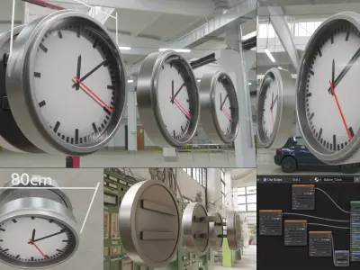 Station Clock Remastered Low-poly 3D model