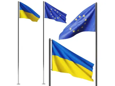 Flags - Ukraine - EU Free 3D model