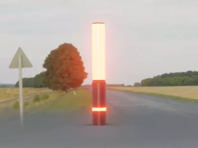 Dark Red Light-Column -30- Street-Light 9 Low-poly 3D model