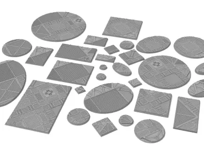 x1000 Round Oval Square Rectangular Hexagonal industrial bases 3D print model