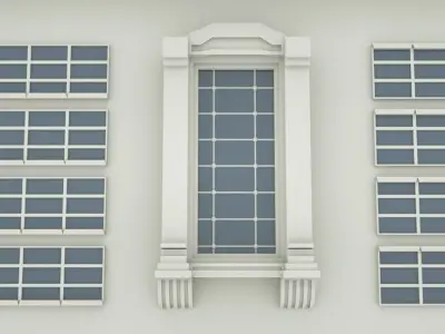 3D Contemporary  Building with columns  3D model