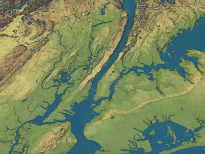 New York - Topography Terrain Low-poly 3D model