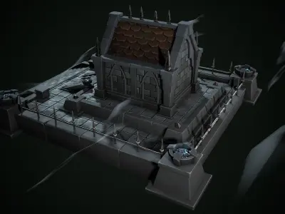 Stylized crypt Low-poly 3D model