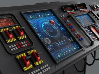 Sci-Fi Computer Control Terminal Low-poly 3D model