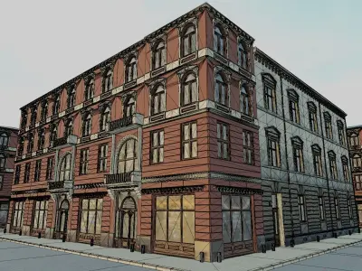 Building modular european old id 3 Low-poly 3D model
