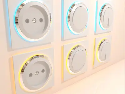 Light Switches and Power Outlets  white Low-poly 3D model