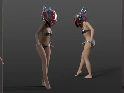 red modern sci-fi helmet SciMet  Low-poly 3D model