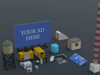 Roof top Props - Game Ready - PBR Low-poly 3D model