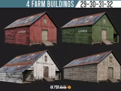 29-30-31-32 - Farm Buildings 4K PBR GameReady Low-poly 3D model