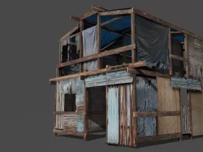 Lowpoly shanty house Low-poly 3D model