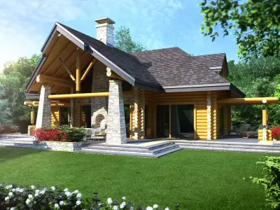 Wood house model 3d dom56 3D model 3D model 3D model