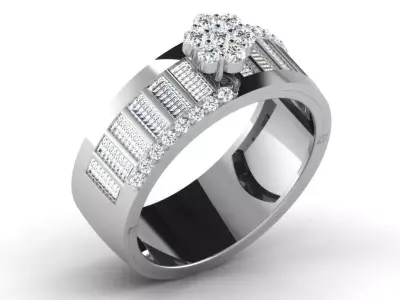 Light Weight White Gold Diamond Ring DR-6499 3D print model