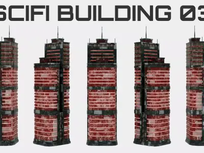 SciFi Cyberpunk Building 03 Low-poly 3D model