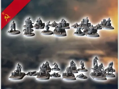 Set of 15 WW2 HMG Soviet soldiers with Maxim PM1910 9 - Soviet a 3D print model