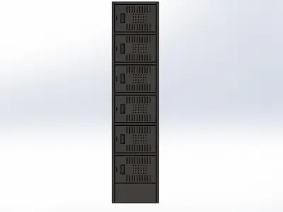 Industrial locker 6 door in metal 3D model