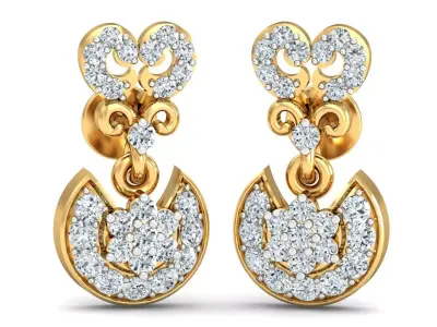 Yellow gold diamond  earring-P2 E-31 3D print model