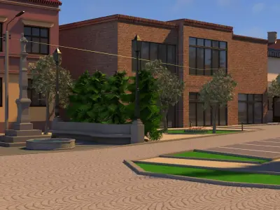 Makow Podhalanski Town Square Low-poly 3D model