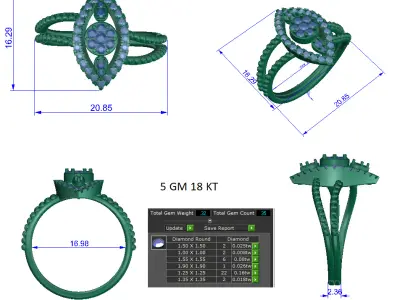 Women Ring  Render  3dm STL OBJ FBX Details 3D print model get