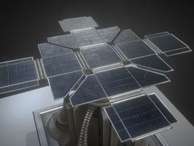 Solar Power Tower Animated and Game Ready Low-poly 3D model