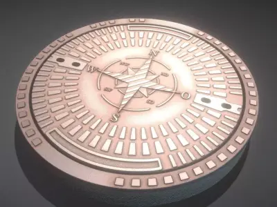 Rusty Sewer Cover 4 Textured High-Poly Version 3D model