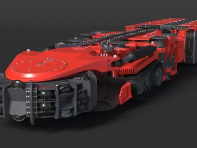  New Track Mounted Mobile Miner Red Rigged for Cinema 4D 