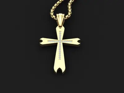 High Cross Pendant Light Gold 18K 3CP017 3D print model
