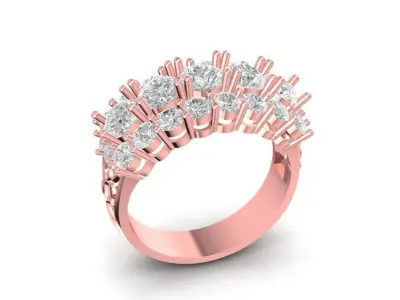 Elegant Baguette and Round Diamond Cluster Ring for Women  1974 3D print model