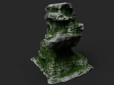 Mossy Cliff Rock 23-2 Low-poly 3D model