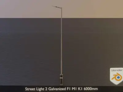 Street Light 2 Galvanized F1 M1 K1 6000mm Low-poly 3D model