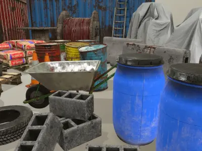 Construction - Building Site - Warehouse - Game Ready Prop Pack Low-poly 3D model