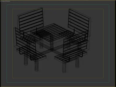 Outdoor Picnic Table Set with Backrest Seating for Public Spaces 3D model