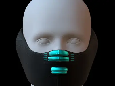 Gas mask helmet 3d model scifi Low-poly  Low-poly 3D model