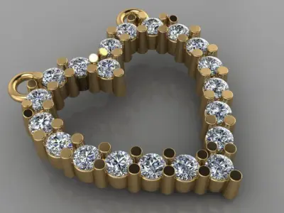 Dainty Diamond Heart Pendant Mix Design 3D print model