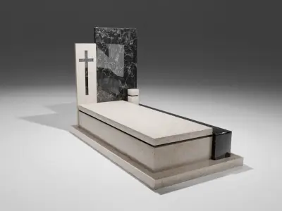 Marble tombstone in two colors Low-poly 3D model