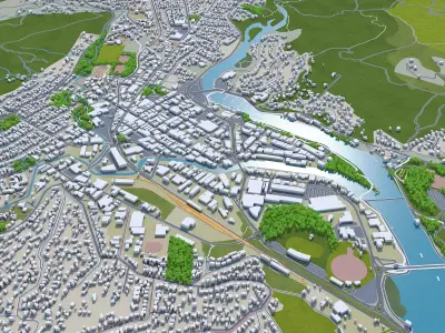 Whangarei New Zealand 30km Low-poly 3D model