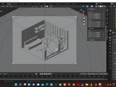 home-office low poly model render in blender Low-poly 3D model