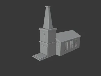 three houses in a blender 3D model