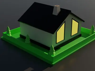 Low poly Modern House 001 Low-poly 3D model