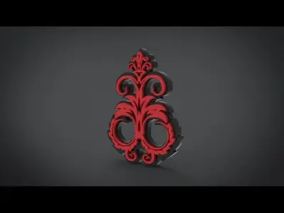 Ornament ornate gold and pendant Low-poly 3D model