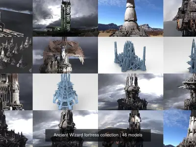 Ancient Wizard fortress collection 3D Model Pack