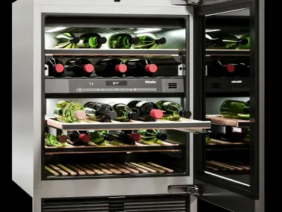 Miele-wine-units wine cooler with bottles in it 3D model